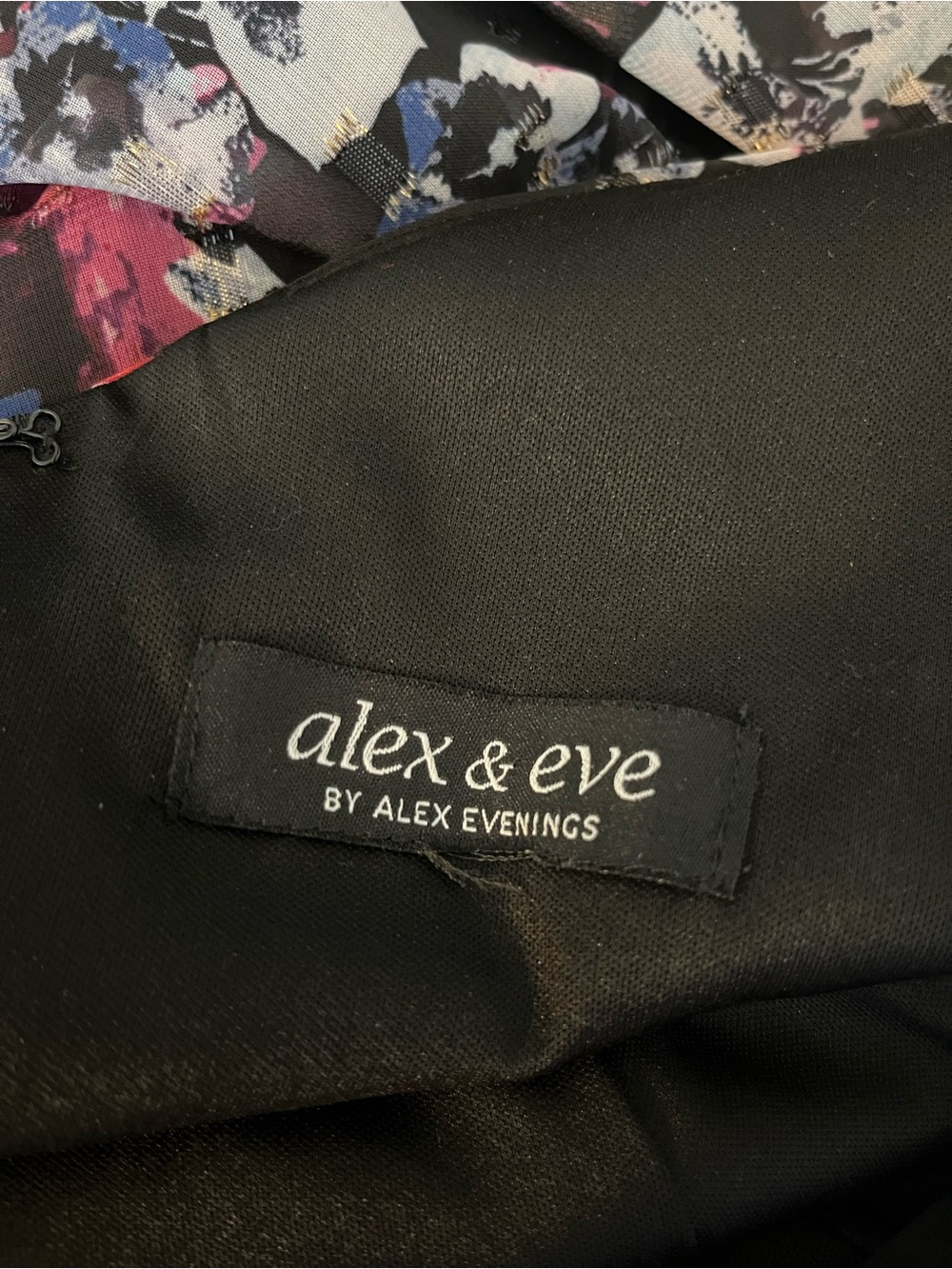 alex & eve Black Maxi Dress with Pink & Grey Floral Print with Gold Accents - Picture 4 of 6